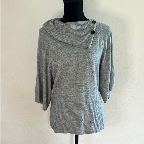 AGB Sweaters - AGB Gray Cowl Neck Sweater with Asymmetrical Design